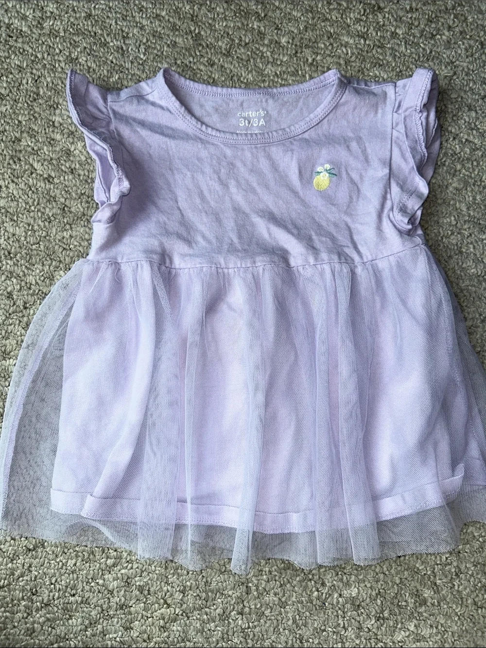 Carter's Light Purple Tulle Flutter Sleeve Dress Top